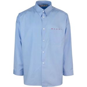 Marni, Overhemden, Heren, Blauw, L, Katoen, Blauwe Biologisch Katoenen Overhemd met Lange Mouwen