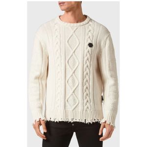 Philipp Plein, Truien, Heren, Wit, S, Stijlvolle Sweater voor Heren