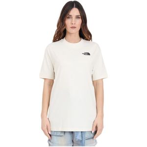 The North Face, Oversize Simple Dome T-shirt Beige/Zwart Wit, Dames, Maat:M