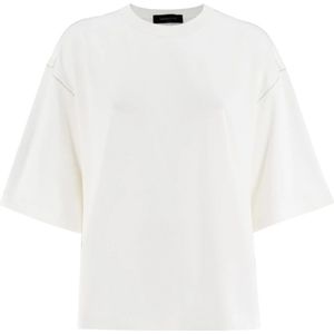 Fabiana Filippi, Tops, Dames, Wit, M, Katoen, Elegante T-shirt met diamantborduursel