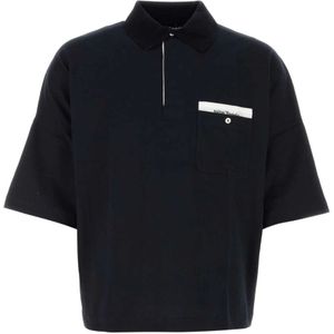 Palm Angels, Tops, Heren, Blauw, S, Oversized Polo Shirt in Midnight Blue