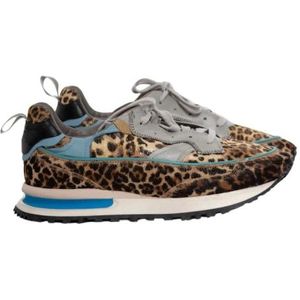 Hidnander, Schoenen, Dames, Veelkleurig, 38 EU, Leer, Leopard Threedome Hardloopschoenen