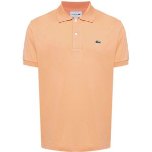 Lacoste, Tops, Heren, Oranje, S, Katoen, Oranje Polo Shirt met Logo Appliqué