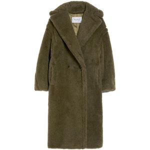 Max Mara, Mantels, Dames, Groen, M, Wol, Groene Alpaca Wol Jas