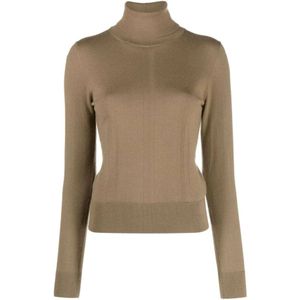 Joseph, Truien, Dames, Bruin, L, Spandex, Khaki Cashmere Blend Gebreide Coltrui