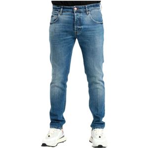 Don The Fuller, Heren Slim Fit Jeans met Vijf Zakken Blauw, Heren, Maat:W32