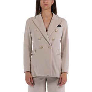 Circolo 1901, Omkeerbare Dubbel-Breasted Jas Beige, Dames, Maat:M