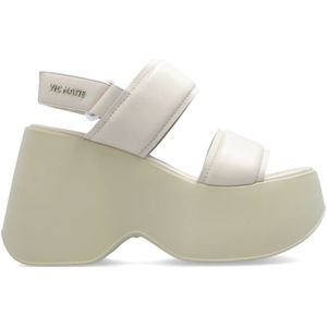 Vic Matié, Schoenen, Dames, Beige, 37 1/2 EU, Leer, Yoko platform sandalen