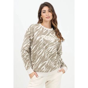 Puma, Sweatshirts & Hoodies, Dames, Beige, XS, Katoen, Dierenprint Sweater