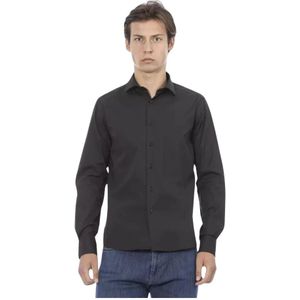 Baldinini, Overhemden, Heren, Grijs, S, Katoen, Slim Fit Katoenen Overhemd Met Knopen Voor