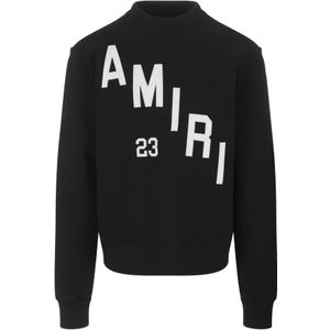 Amiri, Sweatshirts & Hoodies, Heren, Zwart, S, Katoen, Zwart Crewneck Sweatshirt met Contrasterend Logo