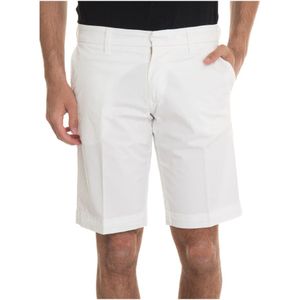 Fay, Stretch Cotton Bermuda Shorts met Amerikaanse zak Wit, Heren, Maat:W35