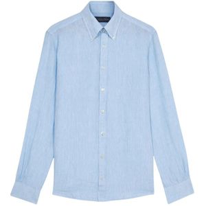 Brooks Brothers, Overhemden, Heren, Blauw, S, Linnen, Lichtblauwe Button Down Casual Overhemd