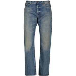 Saint Laurent, Jeans, Heren, Blauw, W30, Denim, Blauwe Gewassen Denim Straight Cut Jeans