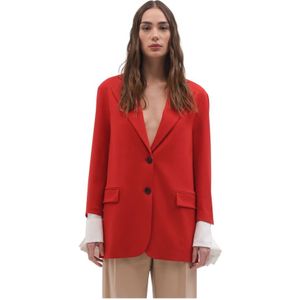 Phisique du Role, Rode Layered-Cuff Blazer Rood, Dames, Maat:M