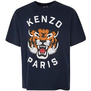 Kenzo, Tops, Heren, Blauw, S, Blauwe Nacht Oversize T-Shirt