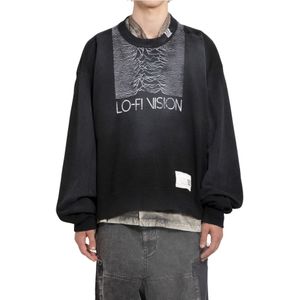Mihara Yasuhiro, Sweatshirts & Hoodies, Heren, Zwart, S, Zwarte Grafische Print Pullover Trui