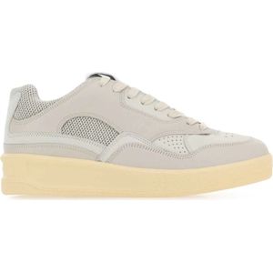 Jil Sander, Schoenen, Dames, Grijs, 40 EU, Grijze Canvas Rubber Basket Sneakers