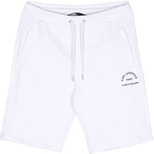 Karl Lagerfeld, Korte broeken, Heren, Wit, M, Katoen, Geborduurde Logo Jersey Shorts