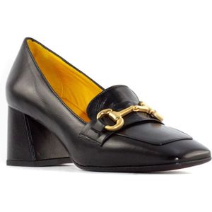 Mara Bini, Schoenen, Dames, Zwart, 37 1/2 EU, Zwarte Leren Loafer met Vierkante Neus