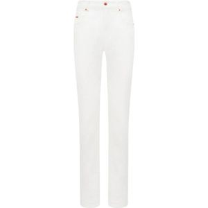 Kiton, Jeans, Dames, Wit, XS, Katoen, Witte Slim-Fit Katoen-Kasjmier Jeans