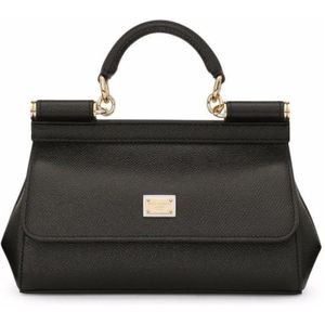 Dolce & Gabbana, Tassen, Dames, Zwart, ONE Size, Katoen, Zwarte tassen met gouden details