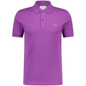 Lacoste, Tops, Heren, Paars, S, Katoen, Logo Applique Slim-Fit Polo Shirt