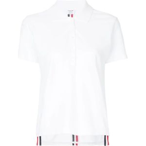 Thom Browne, Tops, Dames, Wit, S, Katoen, Witte Polo Shirt met Kenmerkende Streep