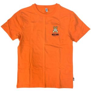 Moschino, Tops, Heren, Oranje, M, Katoen, Stijlvolle Heren T-Shirt van Katoen