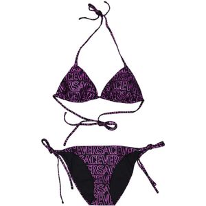 Versace, Badkleding, Dames, Paars, S, Nylon, Verstelbare driehoekige bikinitop