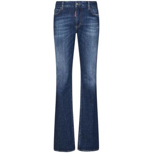 Dsquared2, Jeans, Dames, Blauw, XS, Denim, Blauwe Flare Stretch Denim Jeans