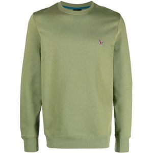 PS By Paul Smith, Sweatshirts & Hoodies, Heren, Groen, 2Xl, Katoen, Groene Biologisch Katoenen Trui met Logo Patch