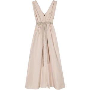 Sofie D'hoore, Gekruiste Taille Elastische Riem Mouwloze Jurk Beige, Dames, Maat:S