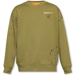 A-Cold-Wall, Sweatshirts & Hoodies, Heren, Groen, M, Katoen, Groene Crewneck Sweatshirt met Verfspatten