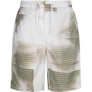 Calvin Klein, Korte broeken, Heren, Veelkleurig, S, Nylon, Lichtgewicht Diffuus Grid Shorts in Wit