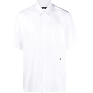 Dolce & Gabbana, Overhemden, Heren, Wit, XL, Korte mouw merkshirt in wit