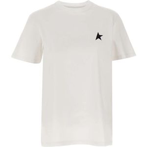 Golden Goose, Tops, Dames, Wit, M, Katoen, Dames Ster Logo Wit T-shirt