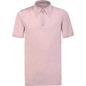 Maison Margiela, Asymmetrische Polo Shirt met een Twist Roze, Dames, Maat:S