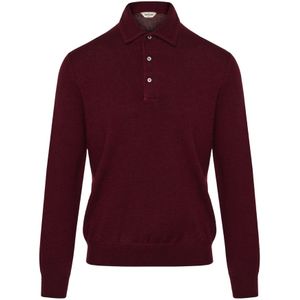 Gran Sasso, Tops, Heren, Rood, M, Wol, Italiaanse Wol Polo Shirt