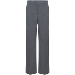 Brunello Cucinelli, Broeken, Dames, Grijs, L, Wol, Gestreepte Wol Maatwerk Broek