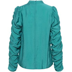 &Co Woman, Blouses & Shirts, Dames, Groen, XS, Groene Top met Opstaande Kraag