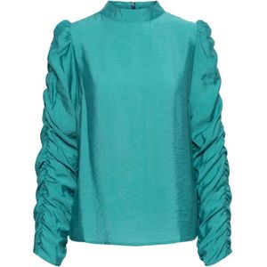 &Co Woman, Blouses & Shirts, Dames, Groen, 3Xl, Groene Top met Opstaande Kraag