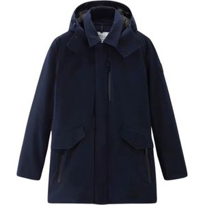 Woolrich, Jassen, Heren, Blauw, XL, Verfijnde buitenkleding voor dagelijkse avonturen