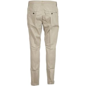 Dondup, Broeken, Heren, Beige, W35, Katoen, Beige Slim Fit Chino met Riemlussen