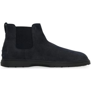 Tod's, Schoenen, Heren, Blauw, 42 EU, Leer, Suede Chelsea Laarzen