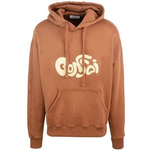 Bonsai, Sweatshirts & Hoodies, Heren, Bruin, L, Katoen, Bruine Oversized Hoodie met Geborduurde Grafische Print