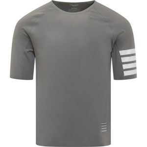 Thom Browne, Tops, Heren, Grijs, L, Grijze Compressie T-shirt met 4-strepen