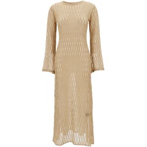 Federica Tosi, Beige Ronde Hals Jurk Beige, Dames, Maat:M