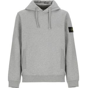 Stone Island, Sweatshirts & Hoodies, Heren, Grijs, 2Xl, Katoen, Grijze Katoenen Hoodie met Logo Patch