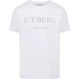Iceberg, Tops, Heren, Wit, 4Xl, Katoen, T-shirt met geborduurd logo